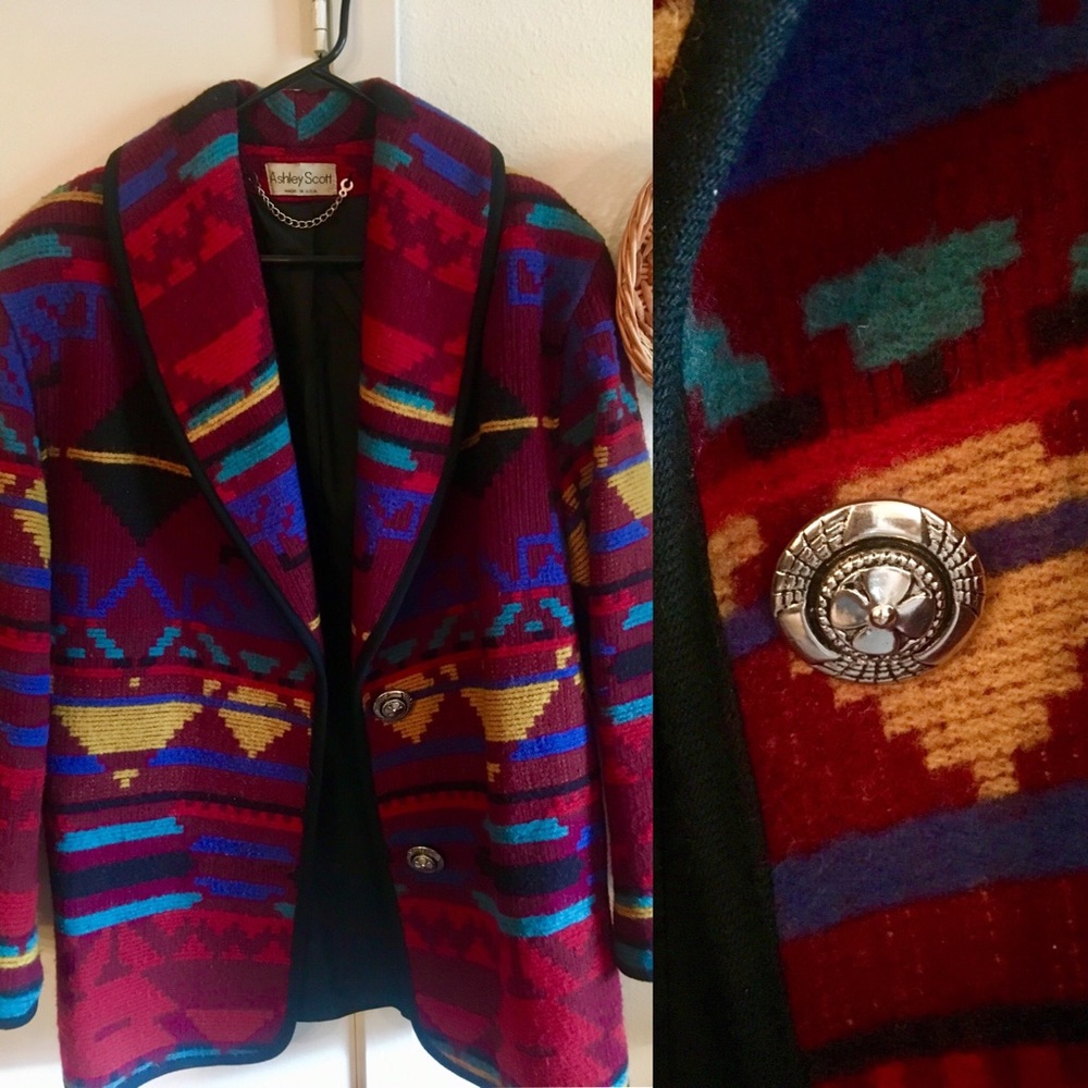 Ashley Scott Wool Southwestern Blanket Jacket